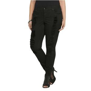 TORRID Premium Bead Embellished Distressed Skinny Jeans Stretch Black size 20